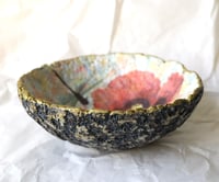 Image 8 of Handmade Papier-Mâché Bowl with Red Poppy and Dragonfly – Decorative Art