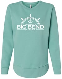 Image 1 of LAT Women's Weekend Fleece Crewneck Sweatshirt White Logo in Saltwater