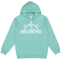 LAT Unisex Elevated Fleece Hoodie Sweatshirt White Logo in Saltwater 