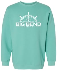 LAT Unisex Elevated Fleece Crewneck Sweatshirt White Logo in Saltwater 