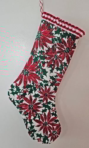 Image of Vintage Holiday Garland Fabric Christmas Stocking