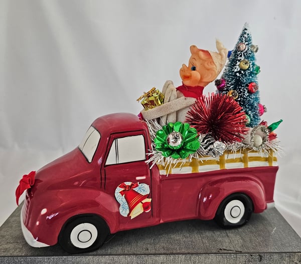 Image of Ceramic Red Pickup Truck Elf Power