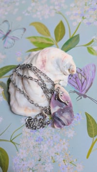 Image 1 of Cape Cod Handcrafted Plum-Colored Natural Coastal Chic Ocean-Tumbled Clamshell Pendant