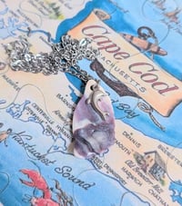 Image 2 of Cape Cod Handcrafted Plum-Colored Natural Coastal Chic Ocean-Tumbled Clamshell Pendant
