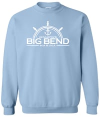Gildan Unisex Heavy Blend™ Crewneck Sweatshirt White Logo in Light Blue