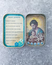 Image 1 of Handmade Saint Joseph Catholic Travel Shrine Nicho Rosary Box – Pocket Altar