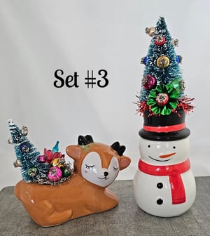 Image of Vintage Style Set Reindeer & Snowman