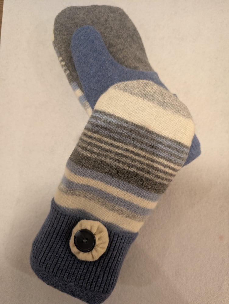 Image of Blue Stripe Sweater Mitts