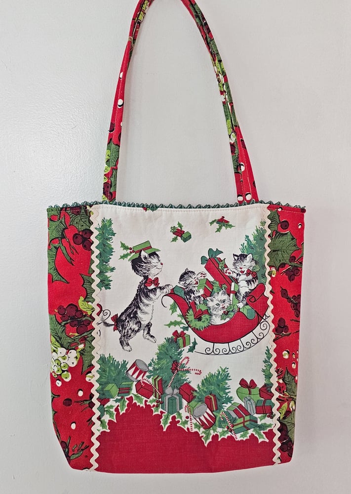 Image of Cuteness Overload Christmas Fabric Holiday Tote