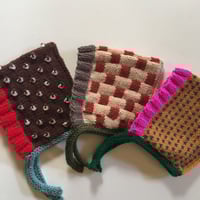 Image 1 of Hand Knit bonnets 1-5t
