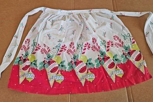 Image of Ornaments & Candy Canes Vintage Christmas Hostess Apron