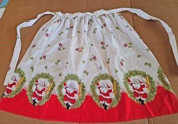 Image of Jolly Santas Vintage Christmas Hostess Apron