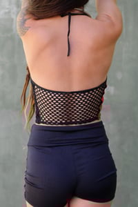Image 5 of MISS QUINN CROPTOP | BLACK STRIPPED LYCRA AND SHINY RED VERSION