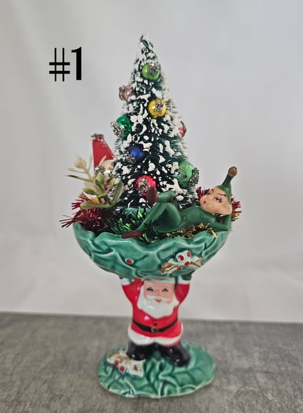 Image of Vintage Napco Santa & Holly Christmas Decor 