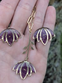Image 2 of Royal Purple Lotus Pray Matching Earrings and Necklace Set
