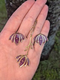Image 4 of Royal Purple Lotus Pray Matching Earrings and Necklace Set