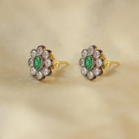 Emerald Halo Stud Earring