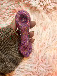 Image 10 of Purple Magic Freezable Glitter Glass Pipe  Color Changing Glass pipe