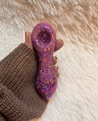 Image 4 of Purple Magic Freezable Glitter Glass Pipe  Color Changing Glass pipe