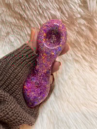 Image 8 of Purple Magic Freezable Glitter Glass Pipe  Color Changing Glass pipe