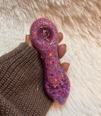 Image 2 of Purple Magic Freezable Glitter Glass Pipe  Color Changing Glass pipe