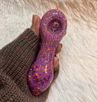 Image 1 of Purple Magic Freezable Glitter Glass Pipe  Color Changing Glass pipe
