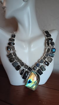 Image 2 of FACETED LABRADORITE NECLACE AND EARRING SET