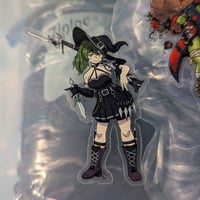Image 2 of Green Haired Sniper Witch - 3 inch Transparent Vinyl Sticker