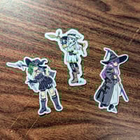 Image 1 of Frieren Gun Witch Sticker Pack! 3 Stickers! - Transparent Vinyl Stickers