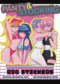 Image of panty & stocking 3in acrylic charm + big stickers