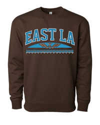 Brown EAST LA Crewneck Turquoise & Brown Edition Embroidered