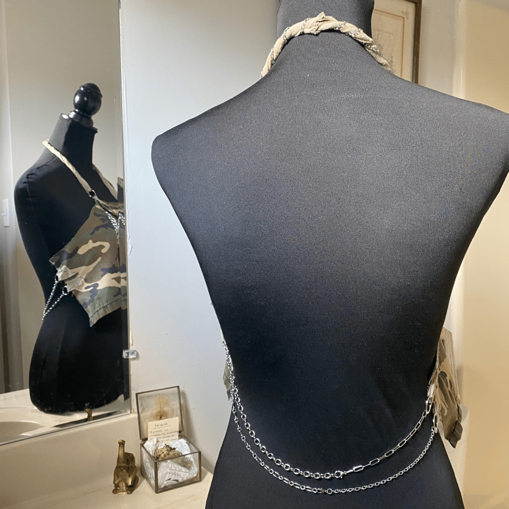 Backless Camo Chain Pocket Top