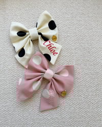 Image 2 of CUSTOM EMBROIDERED SAILOR BOW - POLKADOT PINK