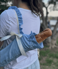 Image 1 of Baby Blue Linen Shoulder Baguette Bag
