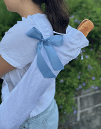 Image 1 of White Linen Shoulder Baguette Bag