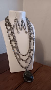 Image 3 of LABRADORITE PENDANT WITH LABRADORITE TEARDROP BEADS AND SWAROVSKI CRYSTALS