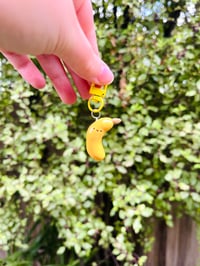 Image 2 of Happy Angy Banana Polymer Clay Keychain
