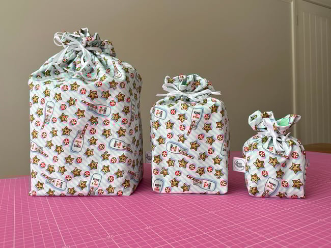 *Limited* Fabric Gift Bag Set of 3 - Milk and Cookies for Santa