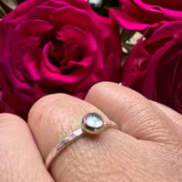 Image 1 of Private listing Size M Sterling Silver Stacking Ring with a Hammered Band and Blue Topaz