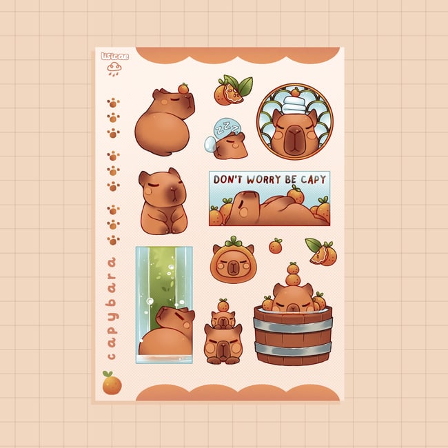 Stickers Sheet - Capybara