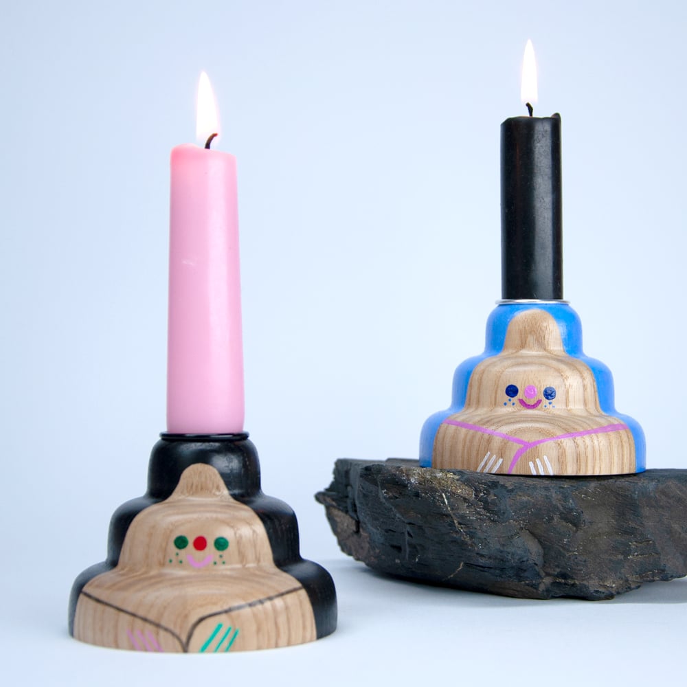 Image of Kerzenhalter "Pudel blau" 