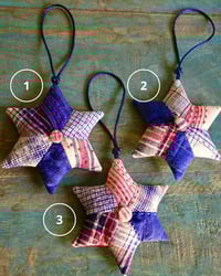 Image 3 of Christmas Star Ornament | Vintage Fabric Patchwork Stuffed Ornament