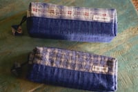 Image 1 of Handmade Boxy Pencil Pouch with Vintage Fabric Charm | Fabric Zipper Pouch