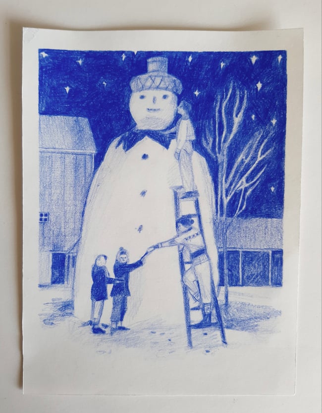 Giant snowman ~ original drawing
