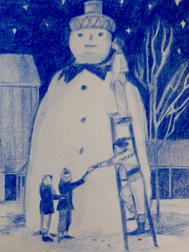 Giant snowman ~ original drawing