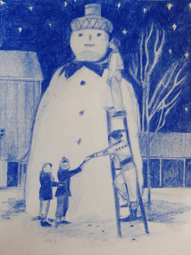 Giant snowman ~ original drawing