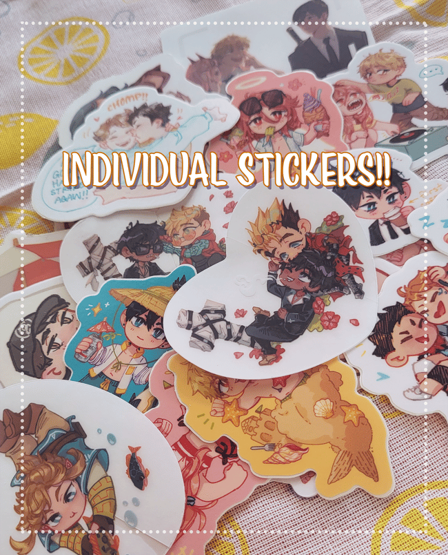 Clear Vinyl Stickers (HQ!!, FE3H, BOTW/TOTK, CSM, 3GUN)