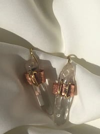 Image 1 of Clear quartz + Copper Earrings 