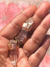 Image 2 of Clear quartz + Copper Earrings 