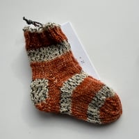 Image 2 of Rust Striped Hand Knitted Baby Socks